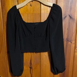 Forever 21 Black Button-Front Blouse size small